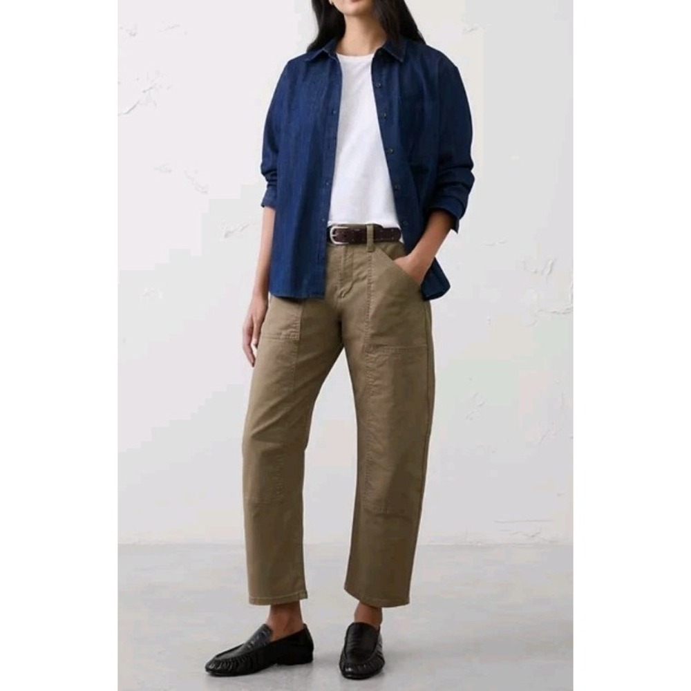 Banana Republic Barrell Leg Utility Pant Size 4‎ Khaki Green Cargo Tapered